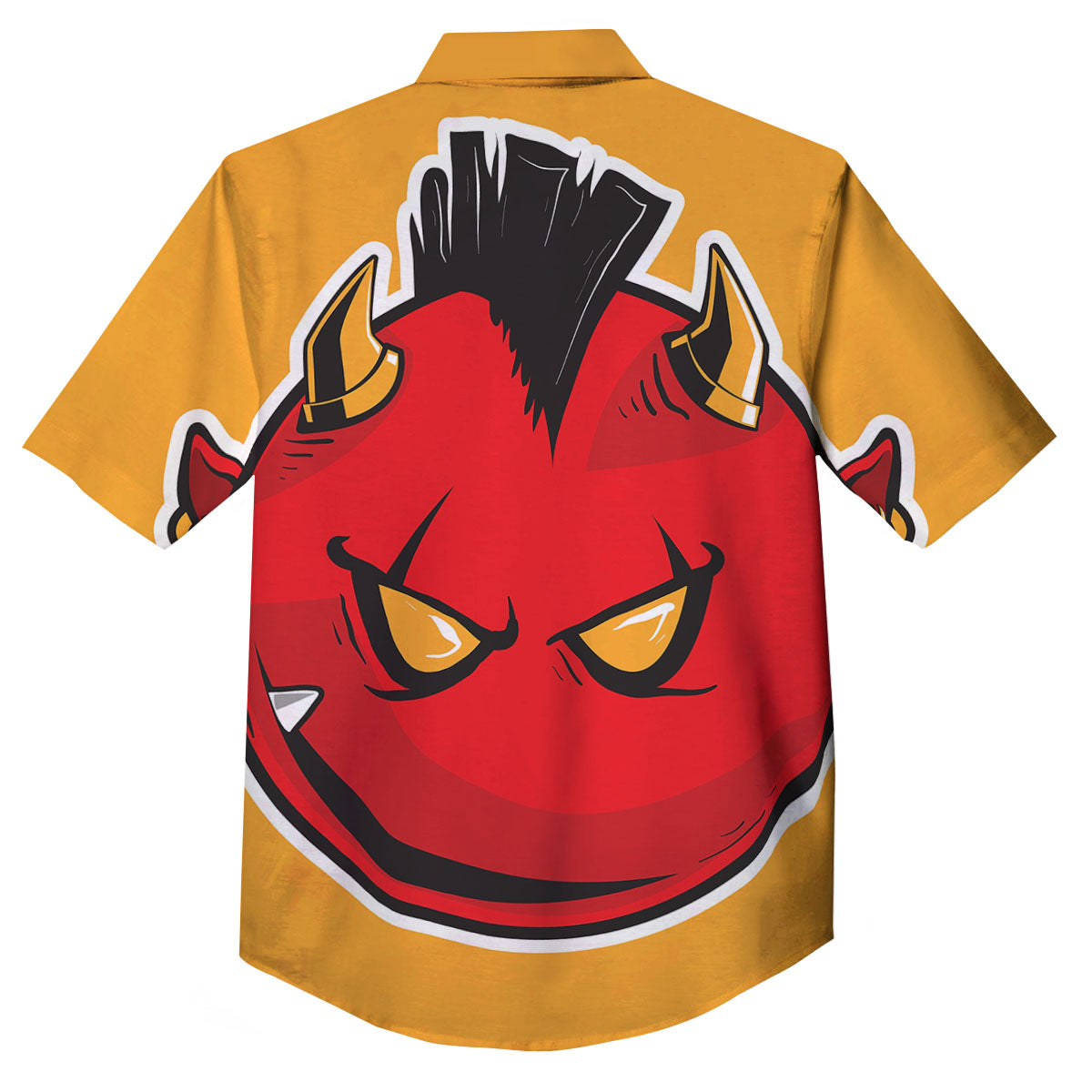 Punk Devil Mohawk Print Button Up Shirt-grizzshop
