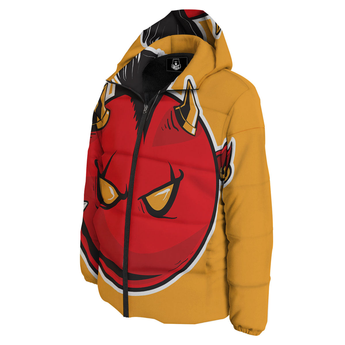 Punk Devil Mohawk Print Down Jacket-grizzshop