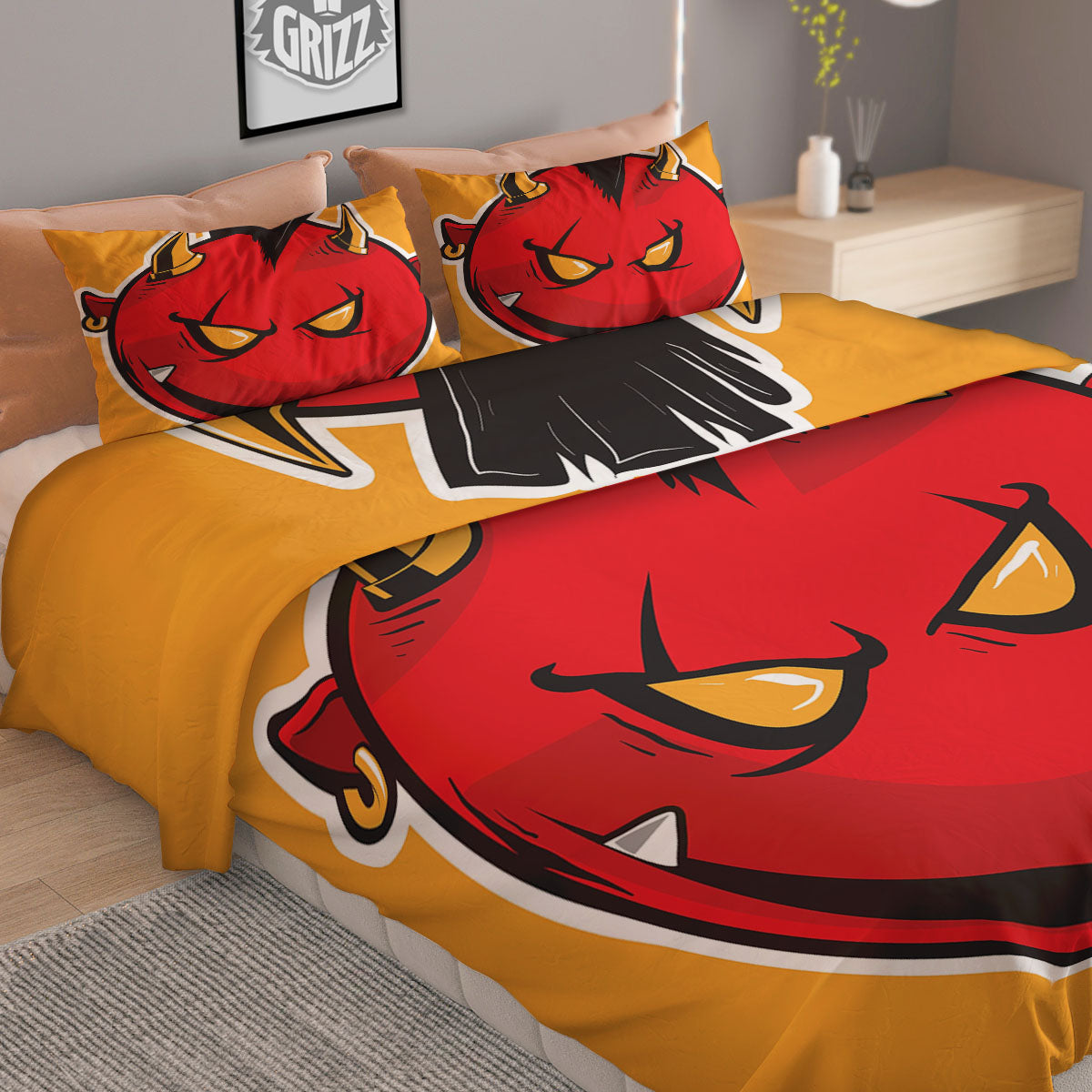 Punk Devil Mohawk Print Duvet Cover Bedding Set-grizzshop