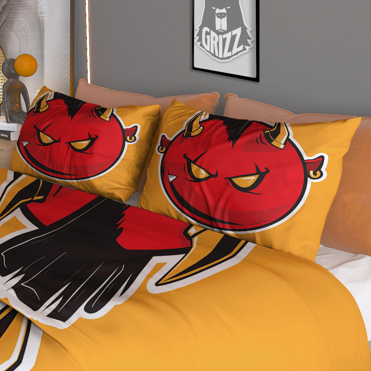 Punk Devil Mohawk Print Duvet Cover Bedding Set-grizzshop