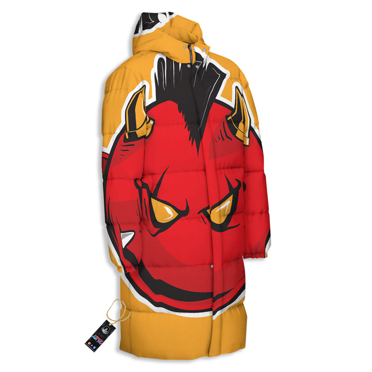 Punk Devil Mohawk Print Long Down Jacket-grizzshop