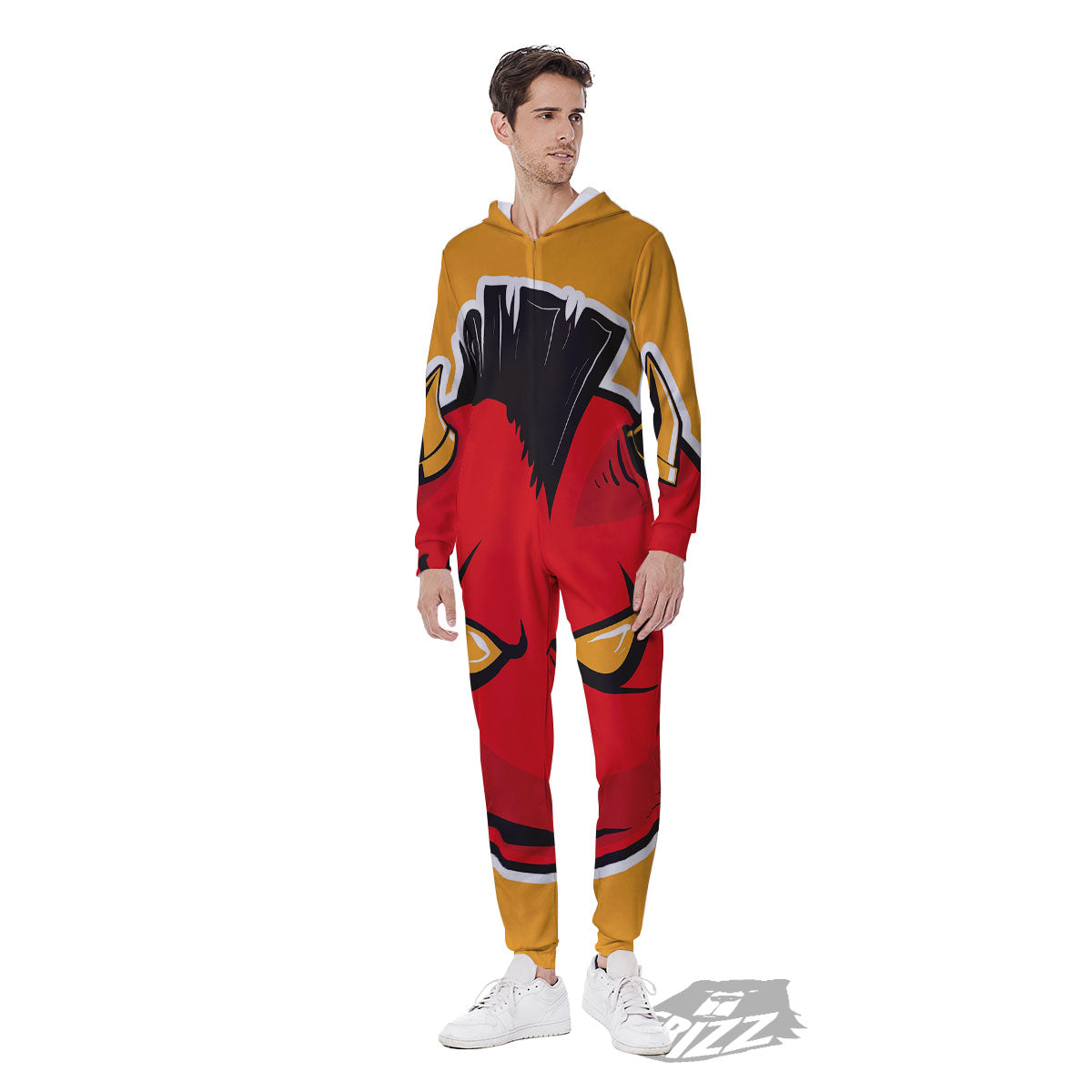 Punk Devil Mohawk Print Men's Jumpsuit-grizzshop