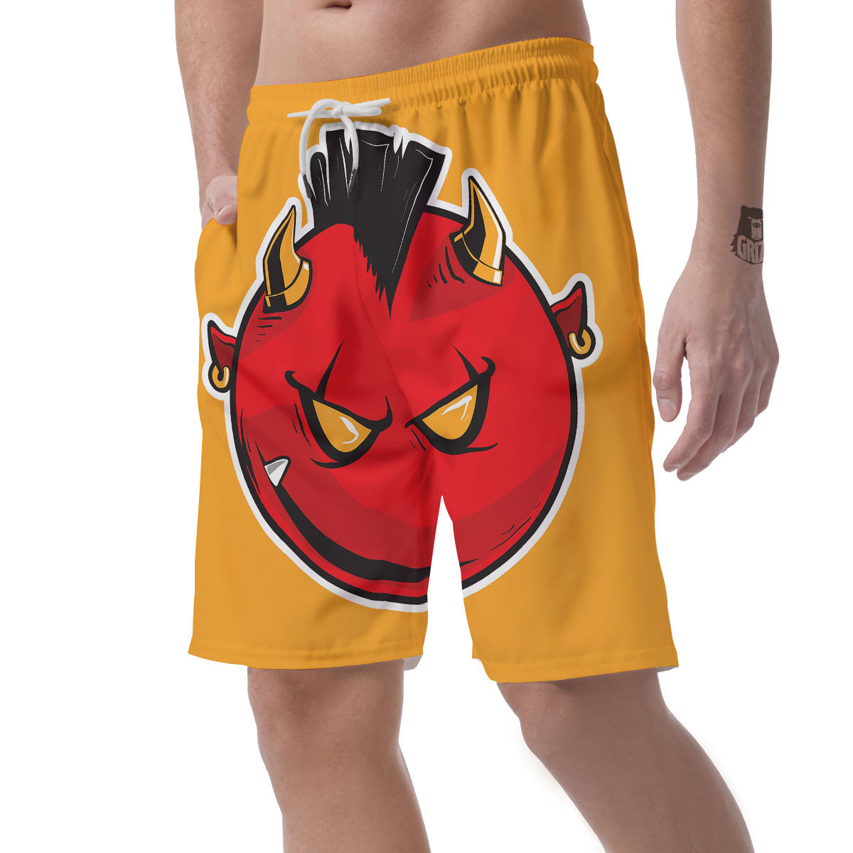 Punk Devil Mohawk Print Men's Shorts-grizzshop