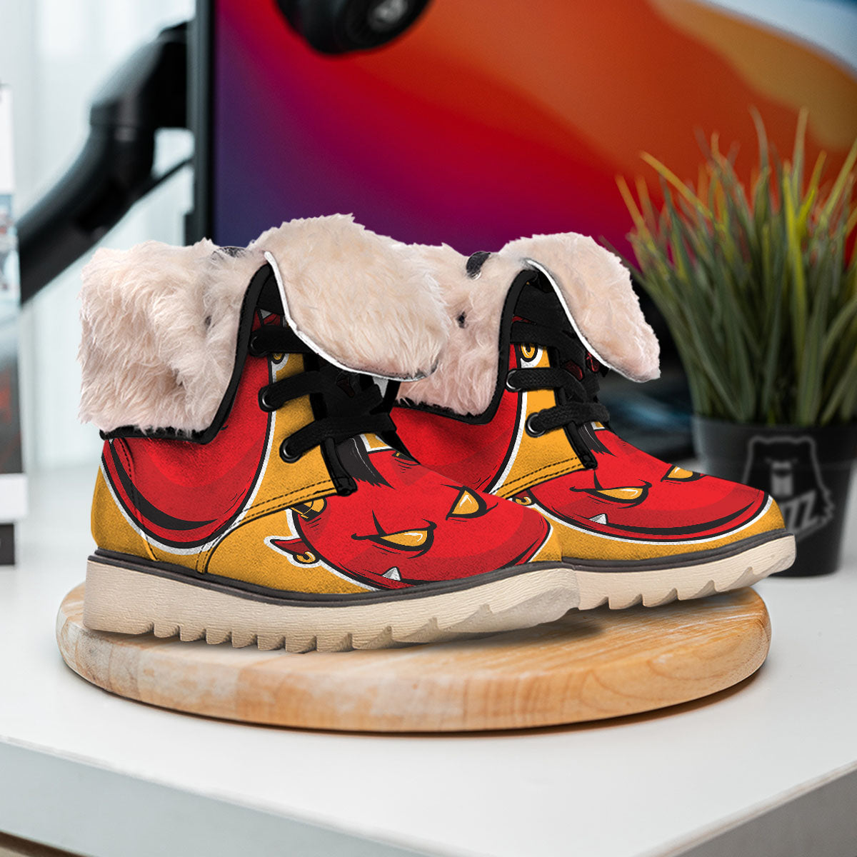 Punk Devil Mohawk Print Snow Boots-grizzshop