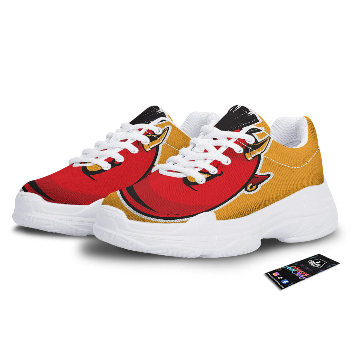 Punk Devil Mohawk Print White Chunky Shoes-grizzshop