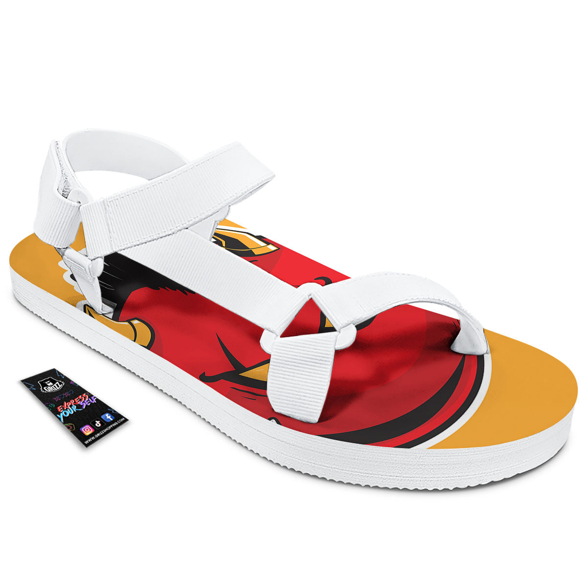Punk Devil Mohawk Print White Open Toe Sandals-grizzshop