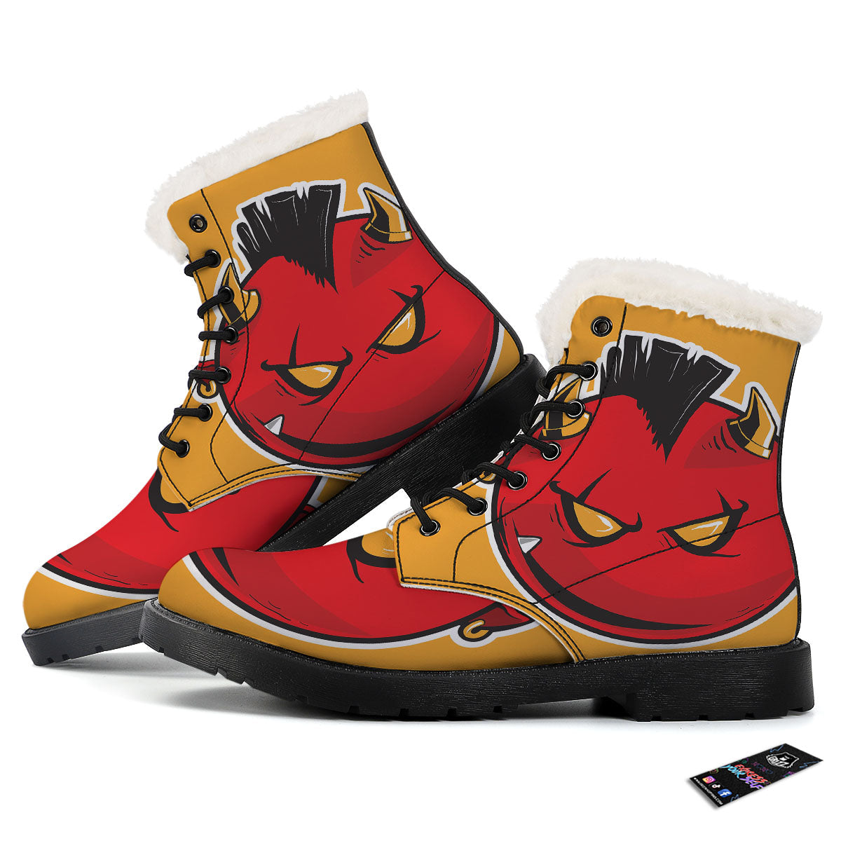 Punk Devil Mohawk Print Winter Boots-grizzshop