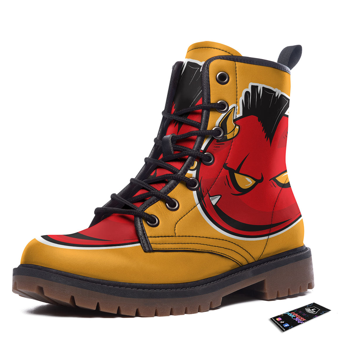 Punk Devil Mohawk Print Work Boots-grizzshop