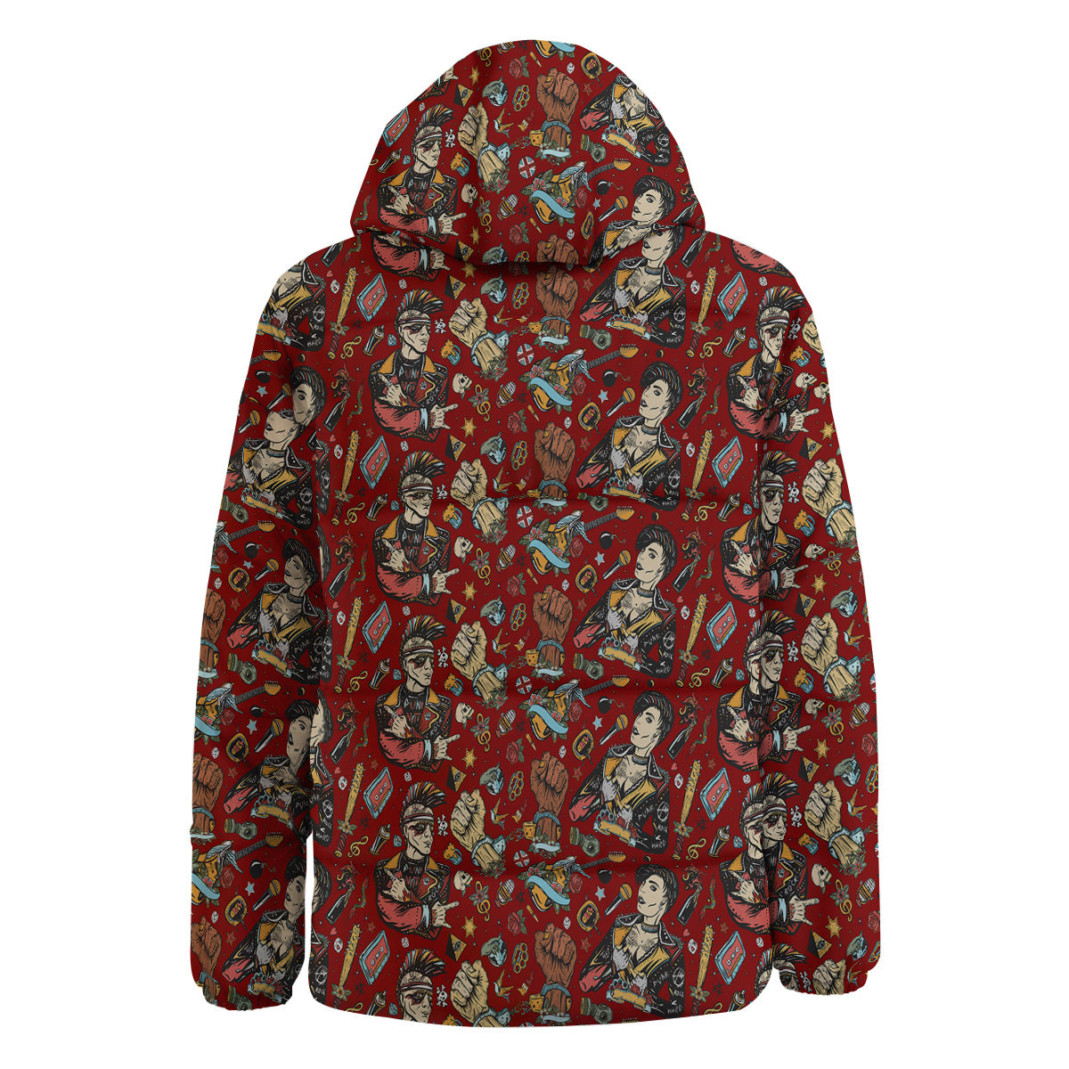 Punk Girl Lifestyle Tattoo Print Pattern Down Jacket-grizzshop