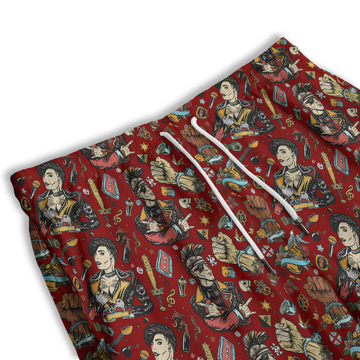 Punk Girl Lifestyle Tattoo Print Pattern Men's Athletic Shorts