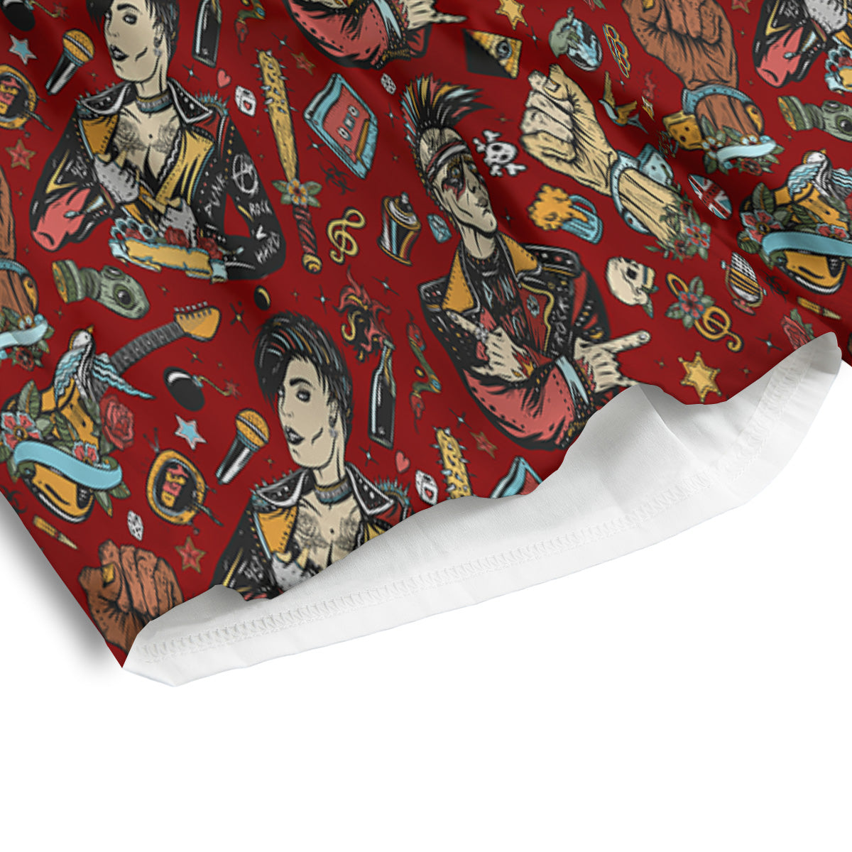 Punk Girl Lifestyle Tattoo Print Pattern Men's Athletic Shorts