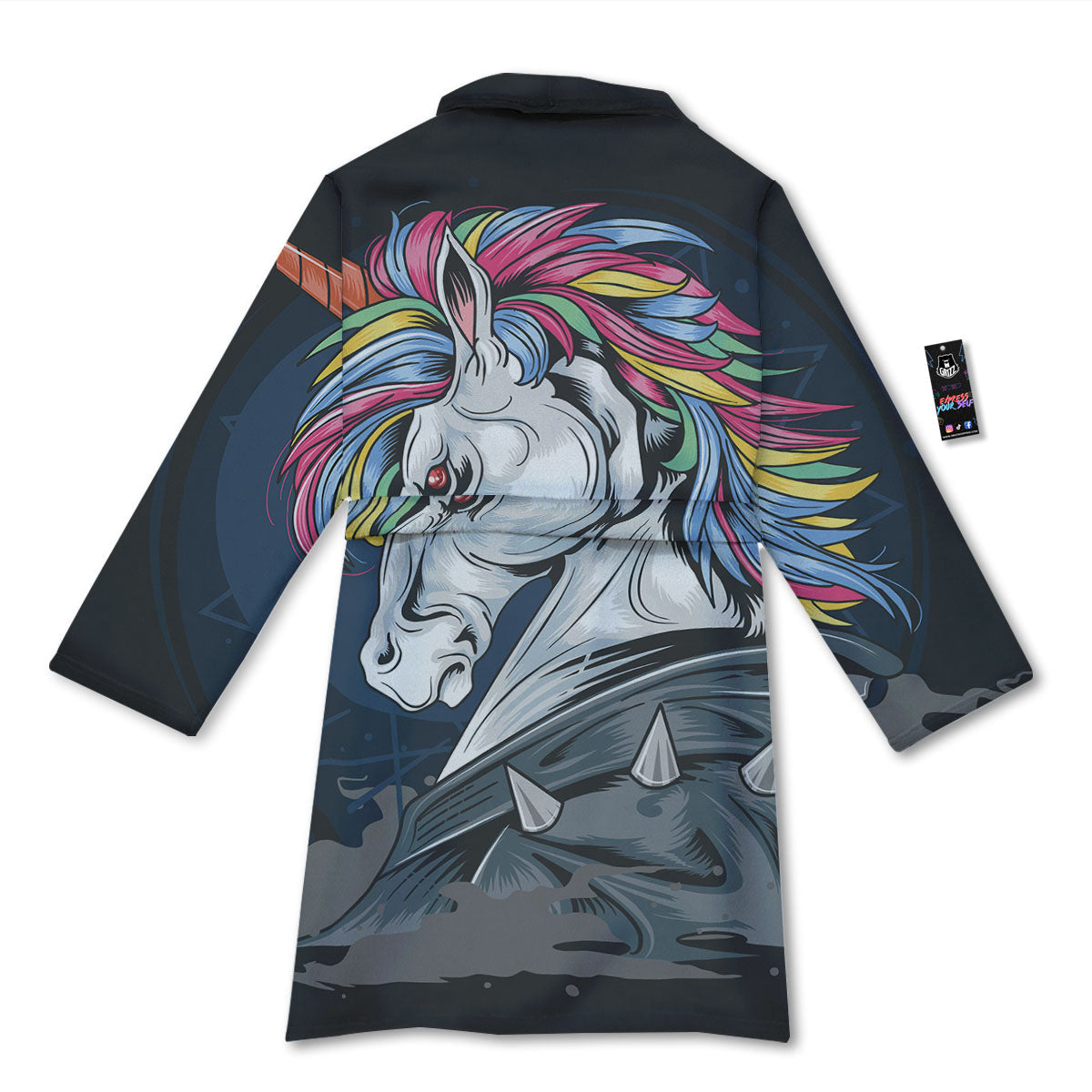 Punk Unicorn Print Bathrobe-grizzshop