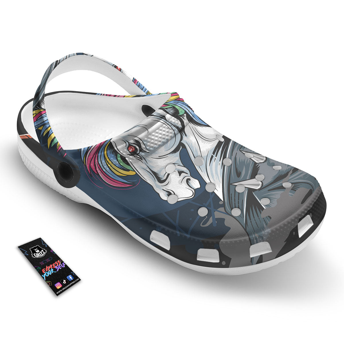 Punk Unicorn Print Clog-grizzshop