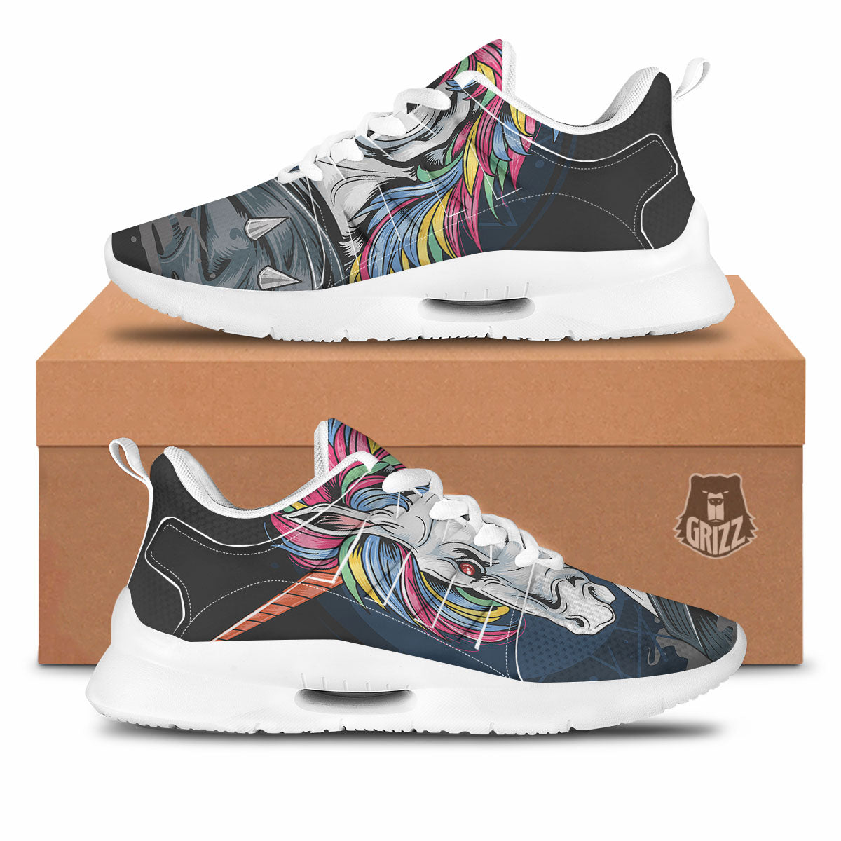 Punk Unicorn Print Tennis Shoes-grizzshop