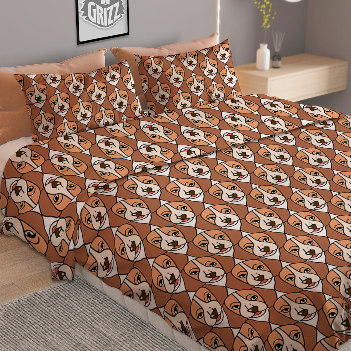 Puppy Adorable Beagle Print Pattern Duvet Cover Bedding Set