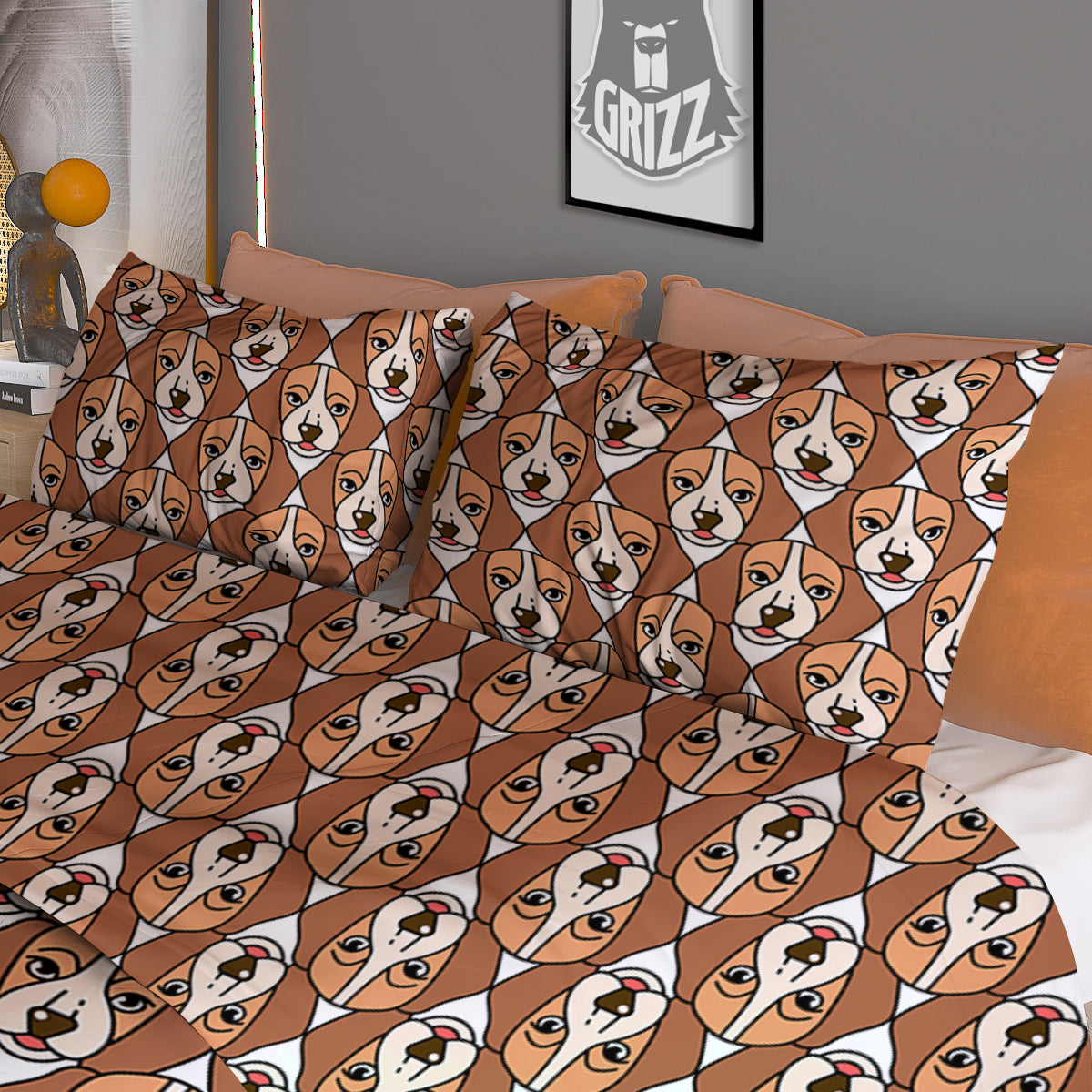 Puppy Adorable Beagle Print Pattern Duvet Cover Bedding Set