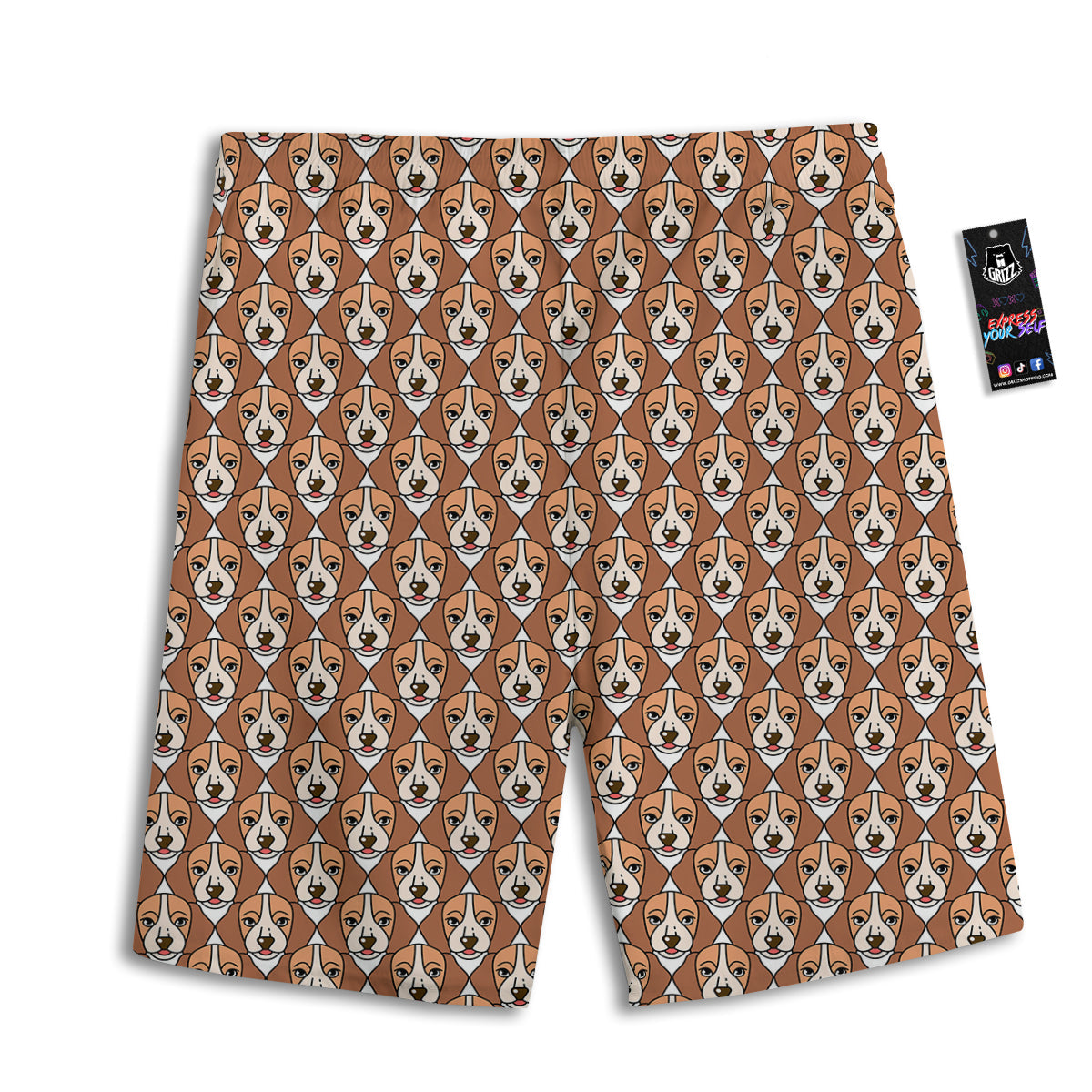 Puppy Adorable Beagle Print Pattern Men's Athletic Shorts