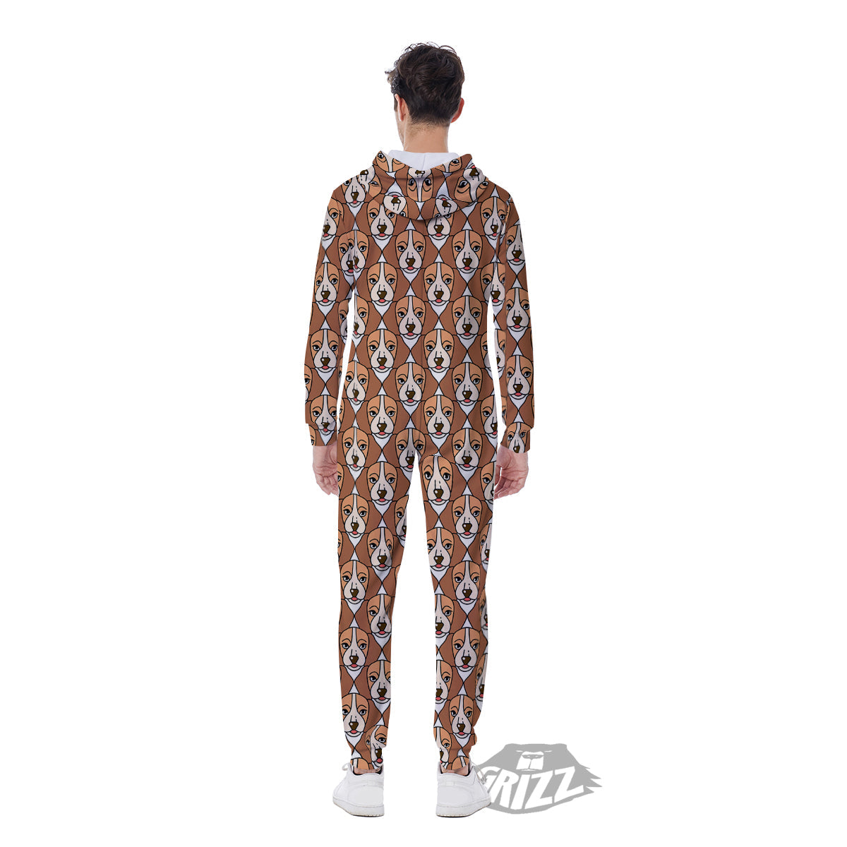 Puppy Adorable Beagle Print Pattern Men's Jumpsuit-grizzshop