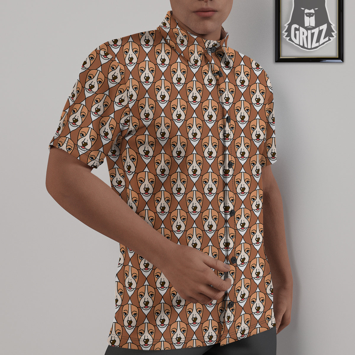 Puppy Adorable Beagle Print Pattern Untucked Shirts-grizzshop