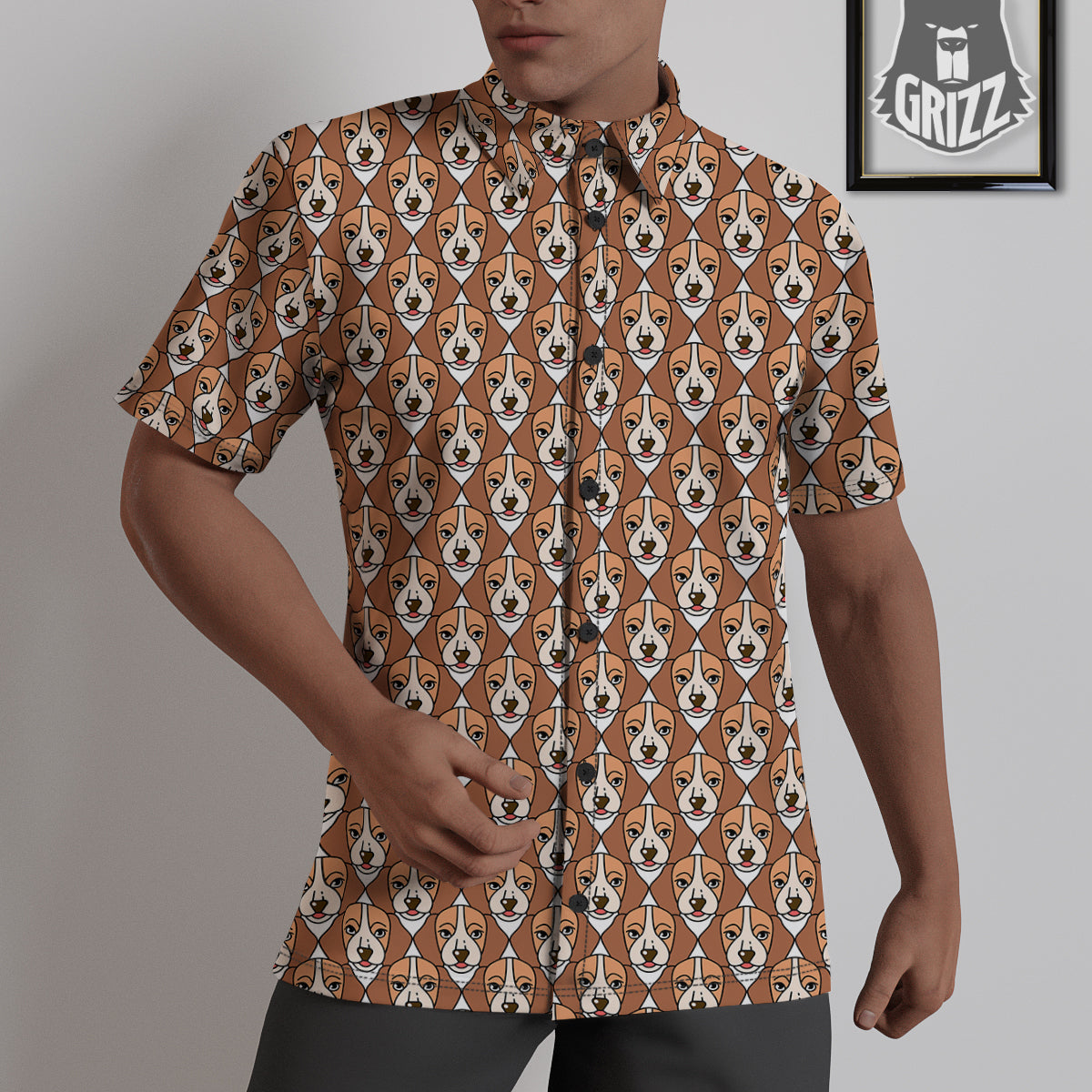 Puppy Adorable Beagle Print Pattern Untucked Shirts-grizzshop