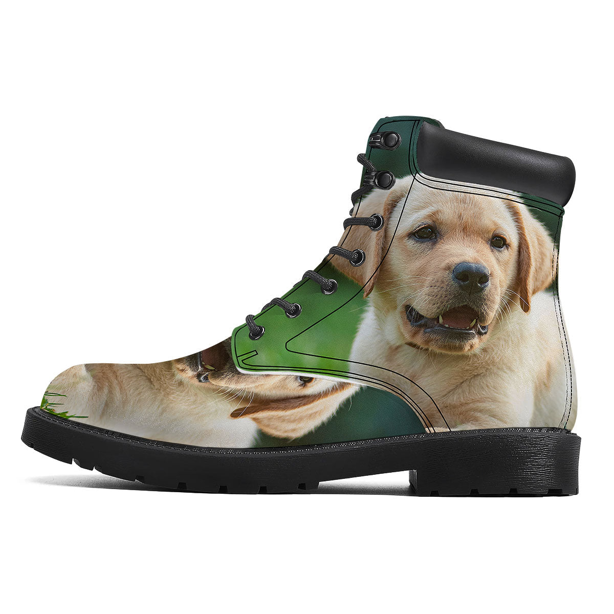 Puppy And Labrador Retriever Print Boots-grizzshop