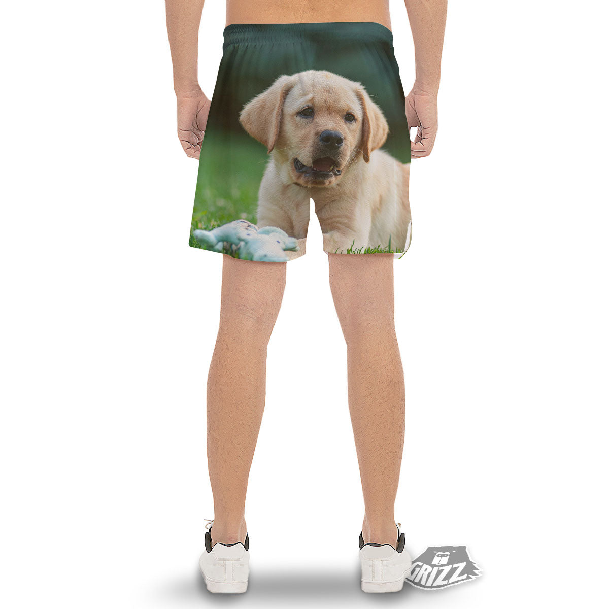 Puppy And Labrador Retriever Print Men's Gym Shorts-grizzshop