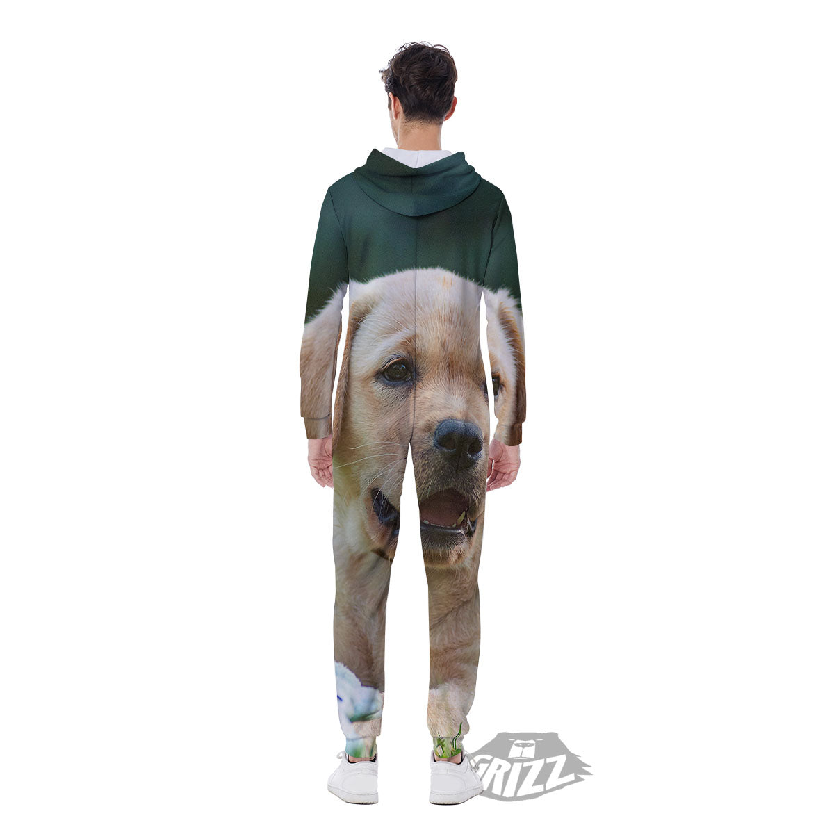 Puppy And Labrador Retriever Print Men's Jumpsuit-grizzshop