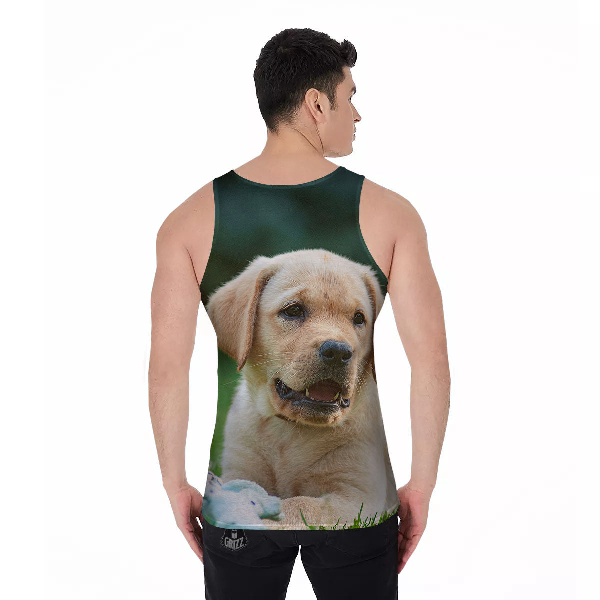 Puppy And Labrador Retriever Print Men's Tank Top-grizzshop