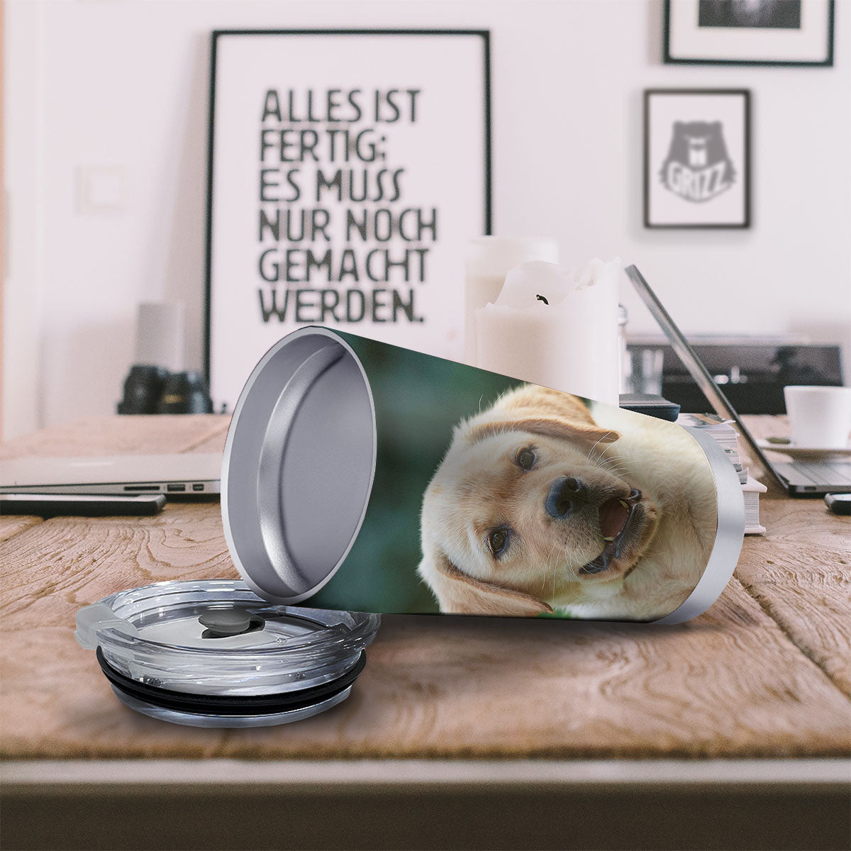 Puppy And Labrador Retriever Print Tumbler-grizzshop