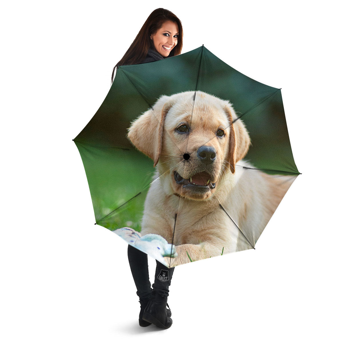 Puppy And Labrador Retriever Print Umbrella-grizzshop