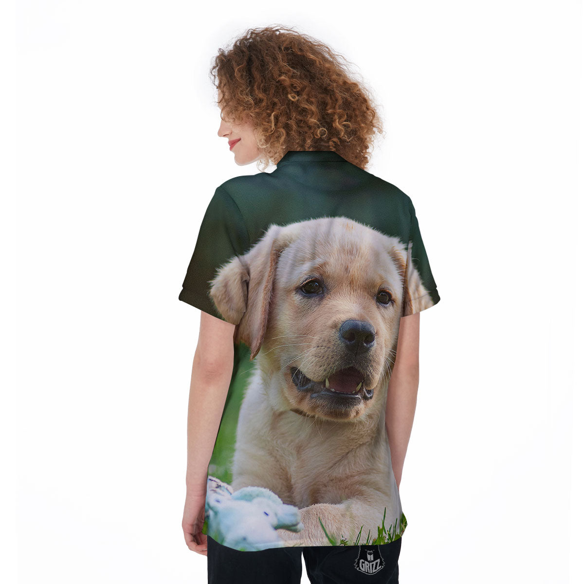 Puppy And Labrador Retriever Print Women's Golf Shirts-grizzshop