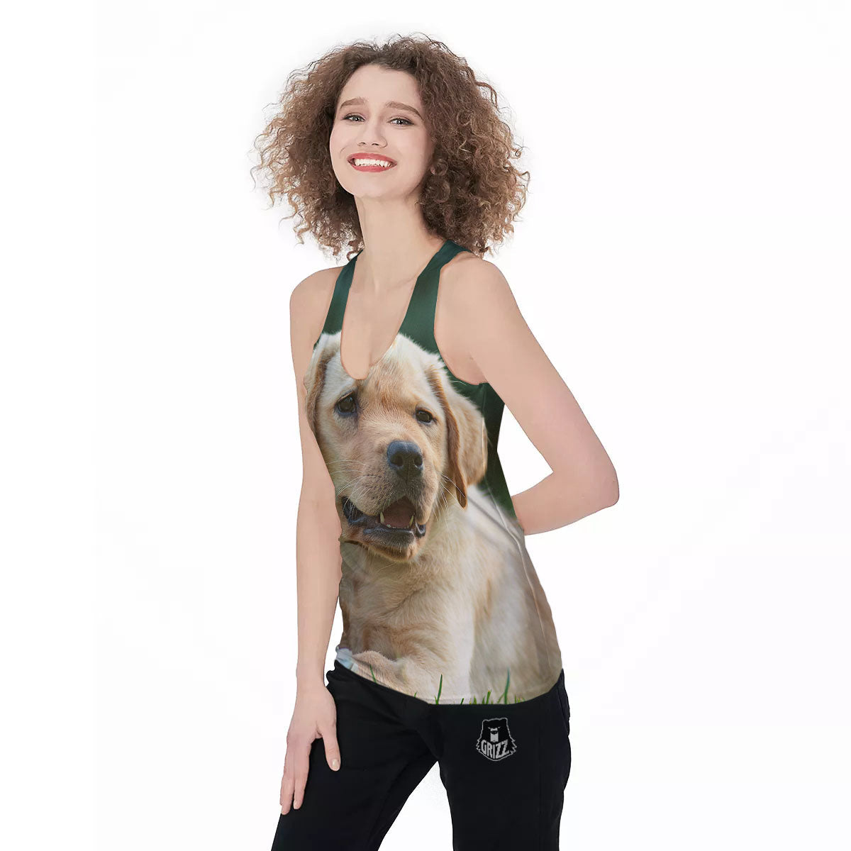 Puppy And Labrador Retriever Print Women's Racerback Tank Top-grizzshop