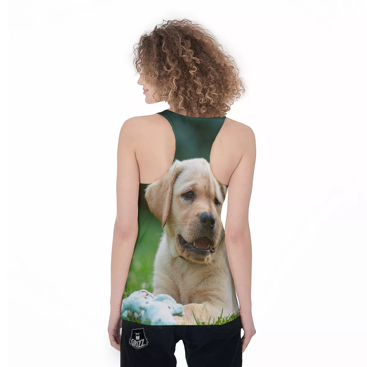 Puppy And Labrador Retriever Print Women's Racerback Tank Top-grizzshop