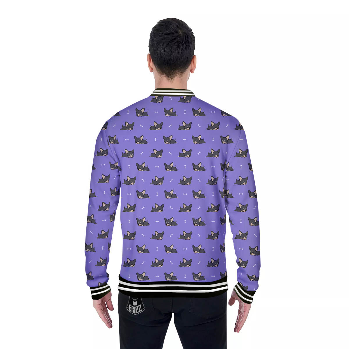 Puppy Chihuahua Print Pattern Baseball Jacket-grizzshop