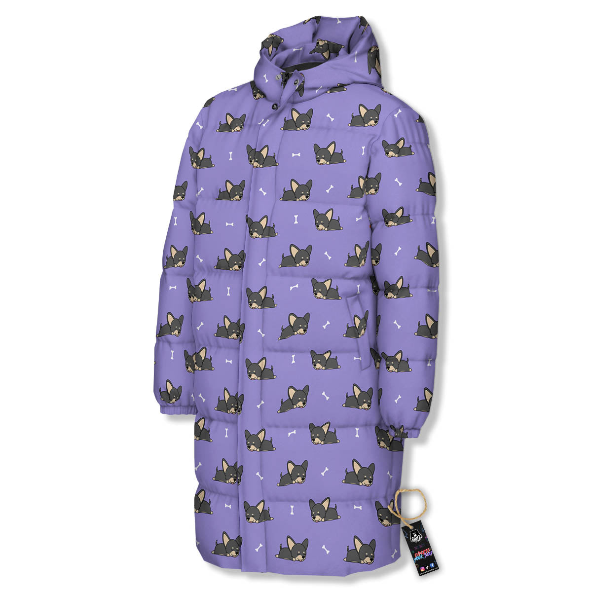 Puppy Chihuahua Print Pattern Long Down Jacket-grizzshop