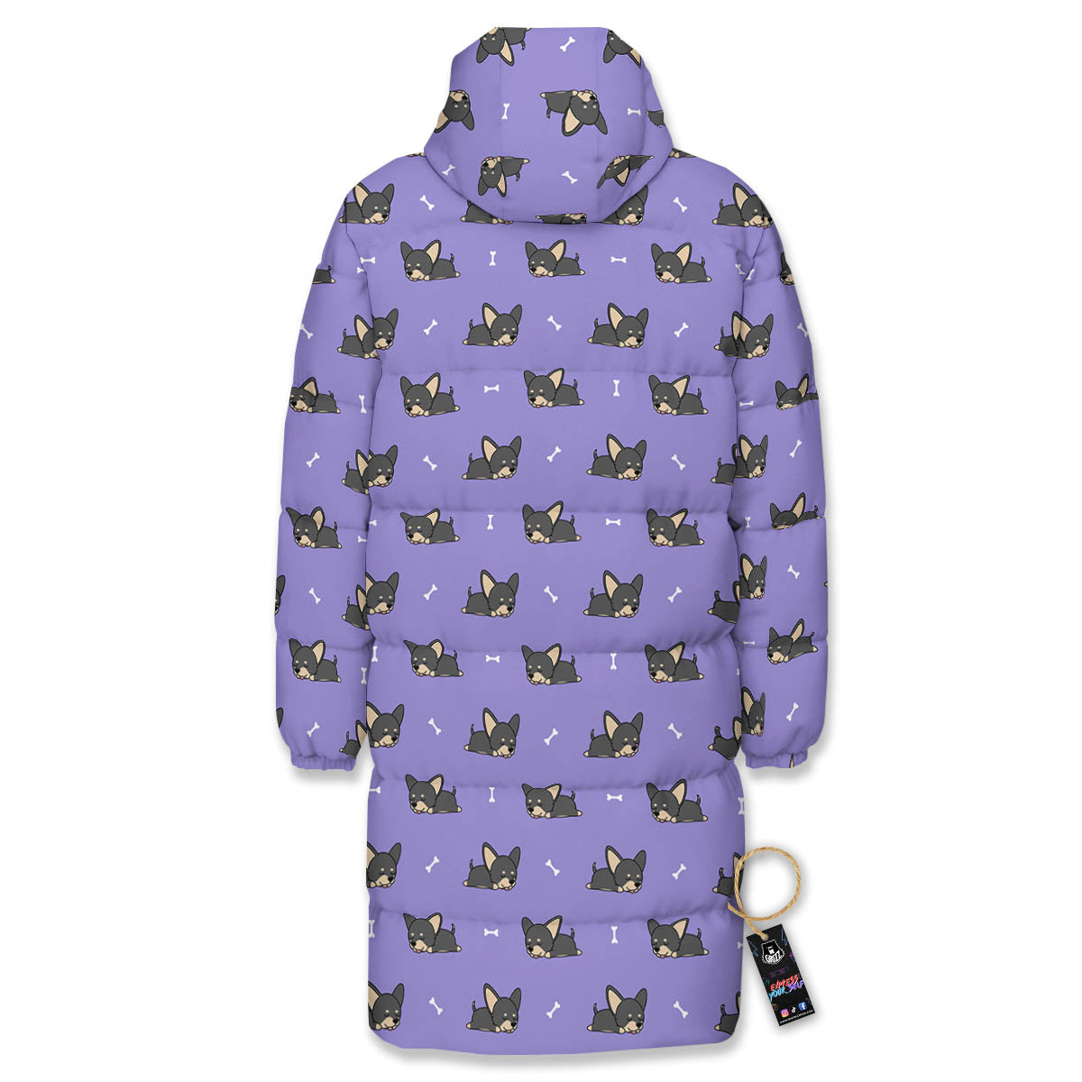Puppy Chihuahua Print Pattern Long Down Jacket-grizzshop