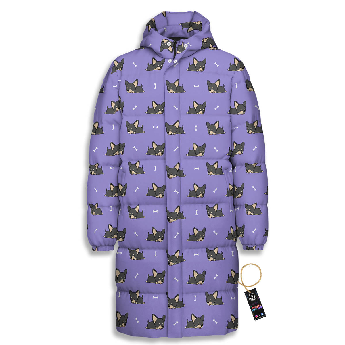 Puppy Chihuahua Print Pattern Long Down Jacket-grizzshop