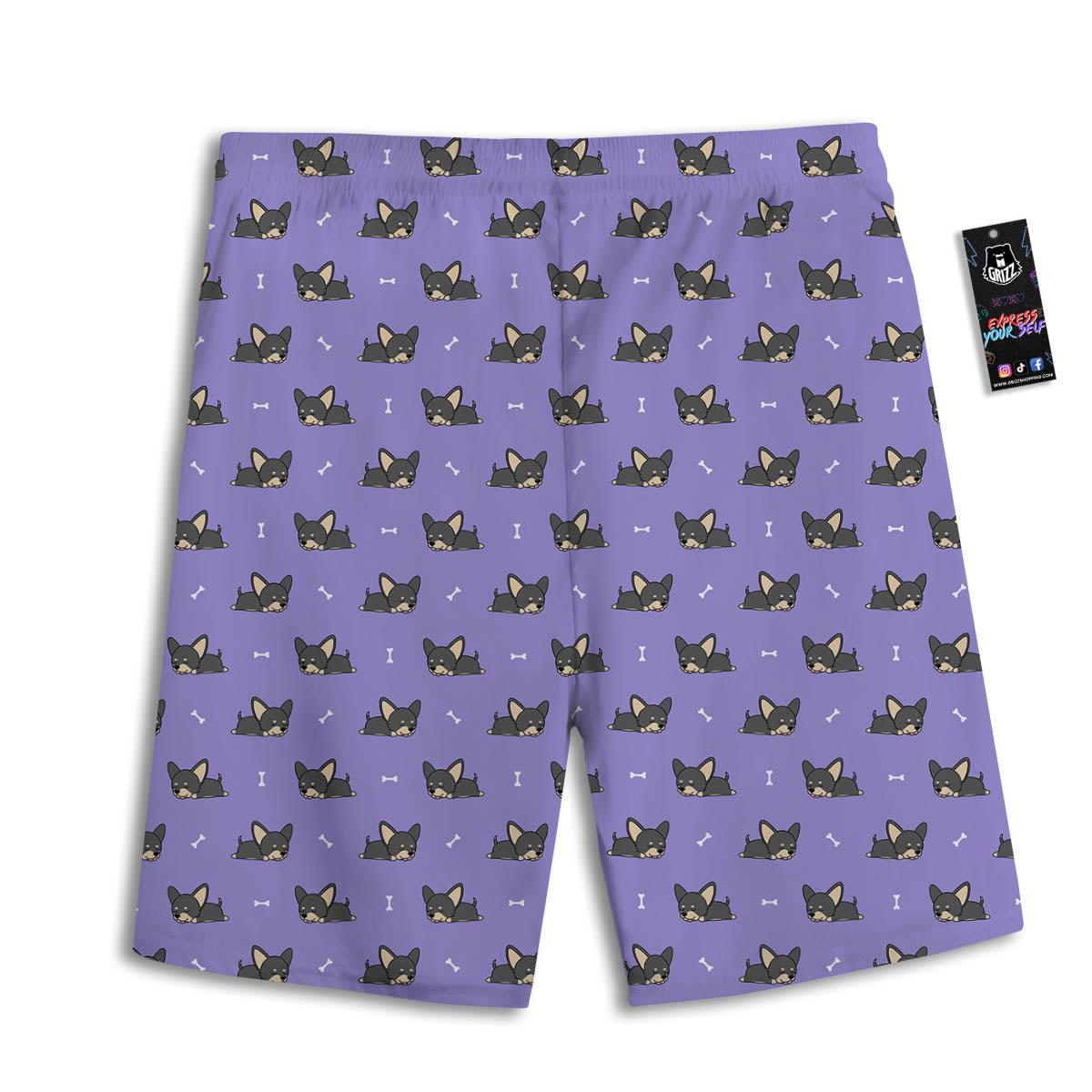 Puppy Chihuahua Print Pattern Men's Athletic Shorts