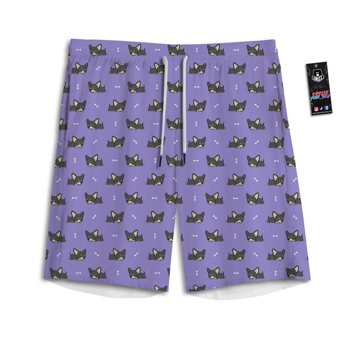 Puppy Chihuahua Print Pattern Men's Athletic Shorts