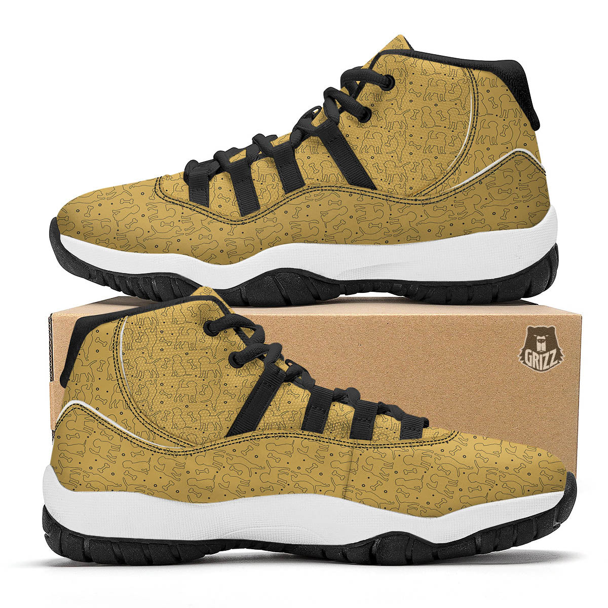 Puppy Cute Beagle Print Pattern Black Bball Shoes-grizzshop