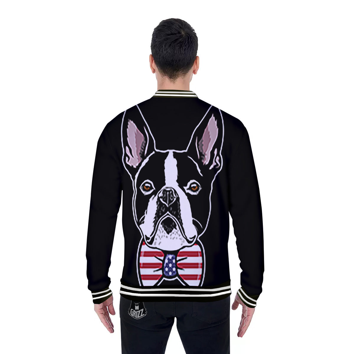 Puppy Faces Boston Terrier Print Baseball Jacket-grizzshop