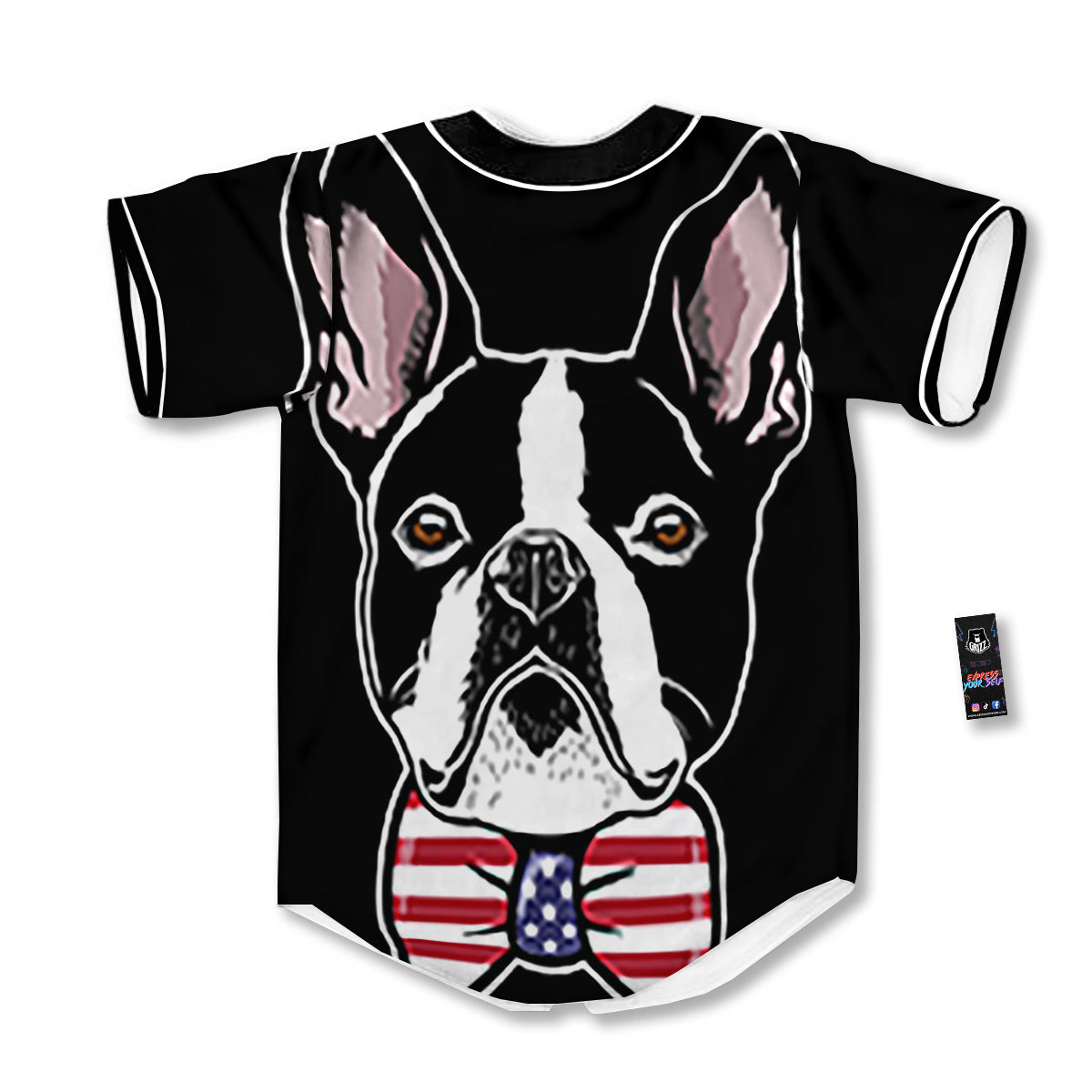 Puppy Faces Boston Terrier Print Baseball Jersey-grizzshop