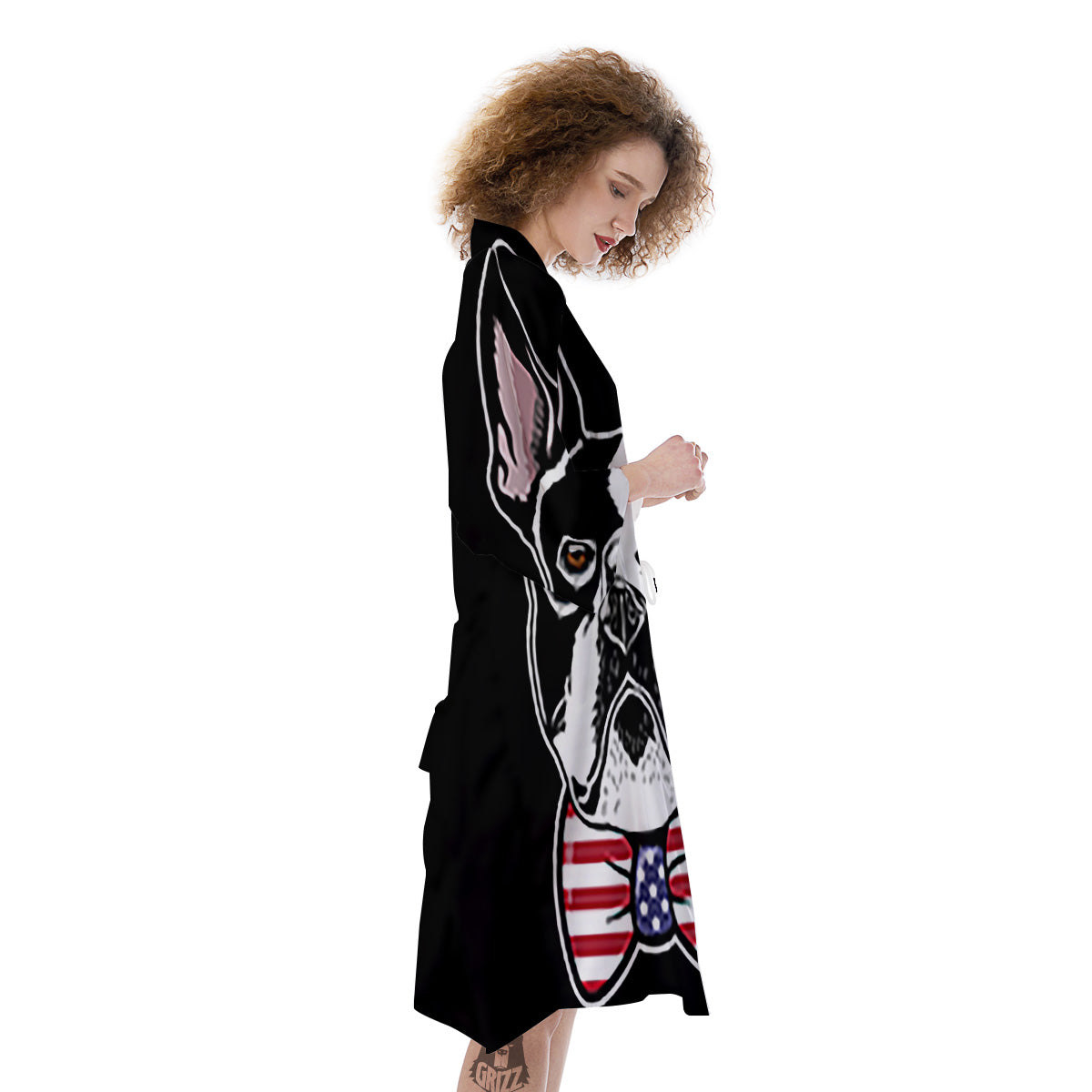 Puppy Faces Boston Terrier Print Kimono-grizzshop