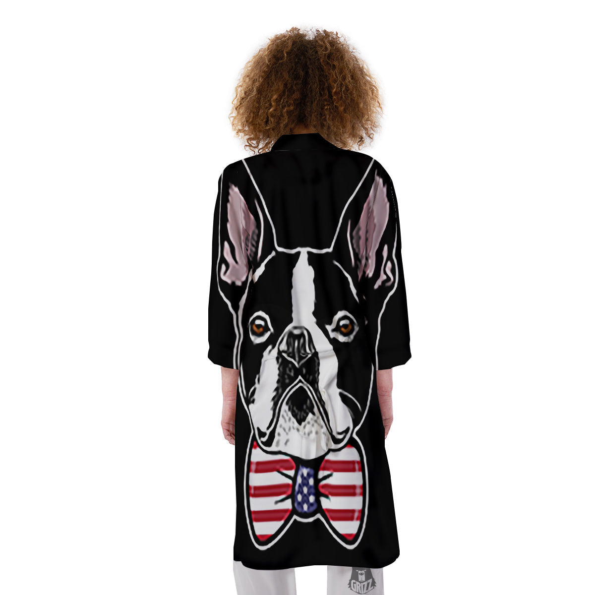Puppy Faces Boston Terrier Print Kimono-grizzshop