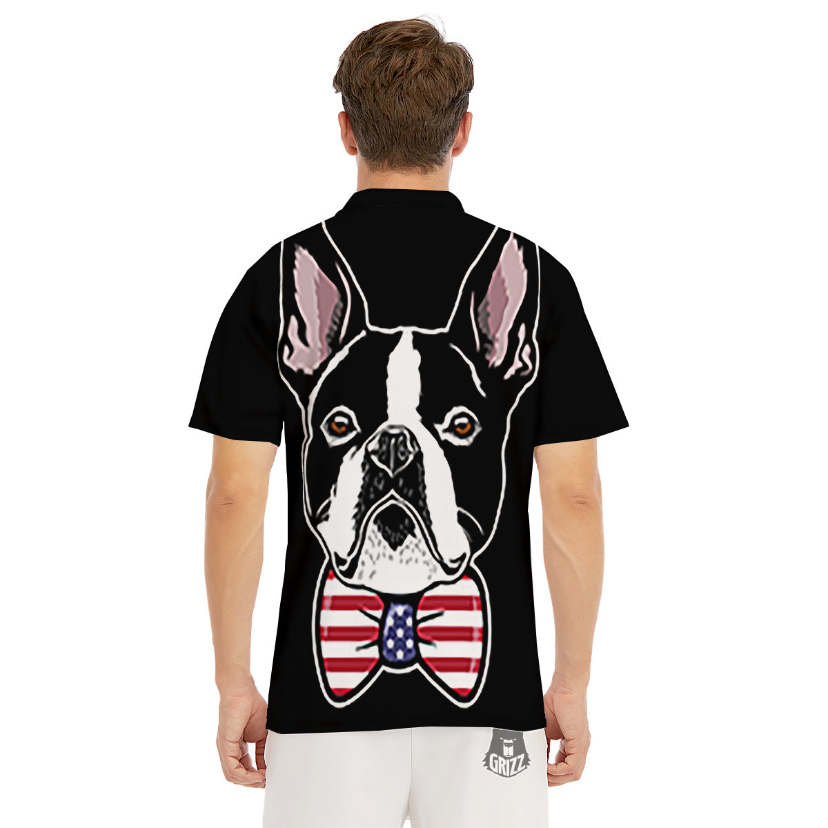 Puppy Faces Boston Terrier Print Men's Golf Shirts-grizzshop