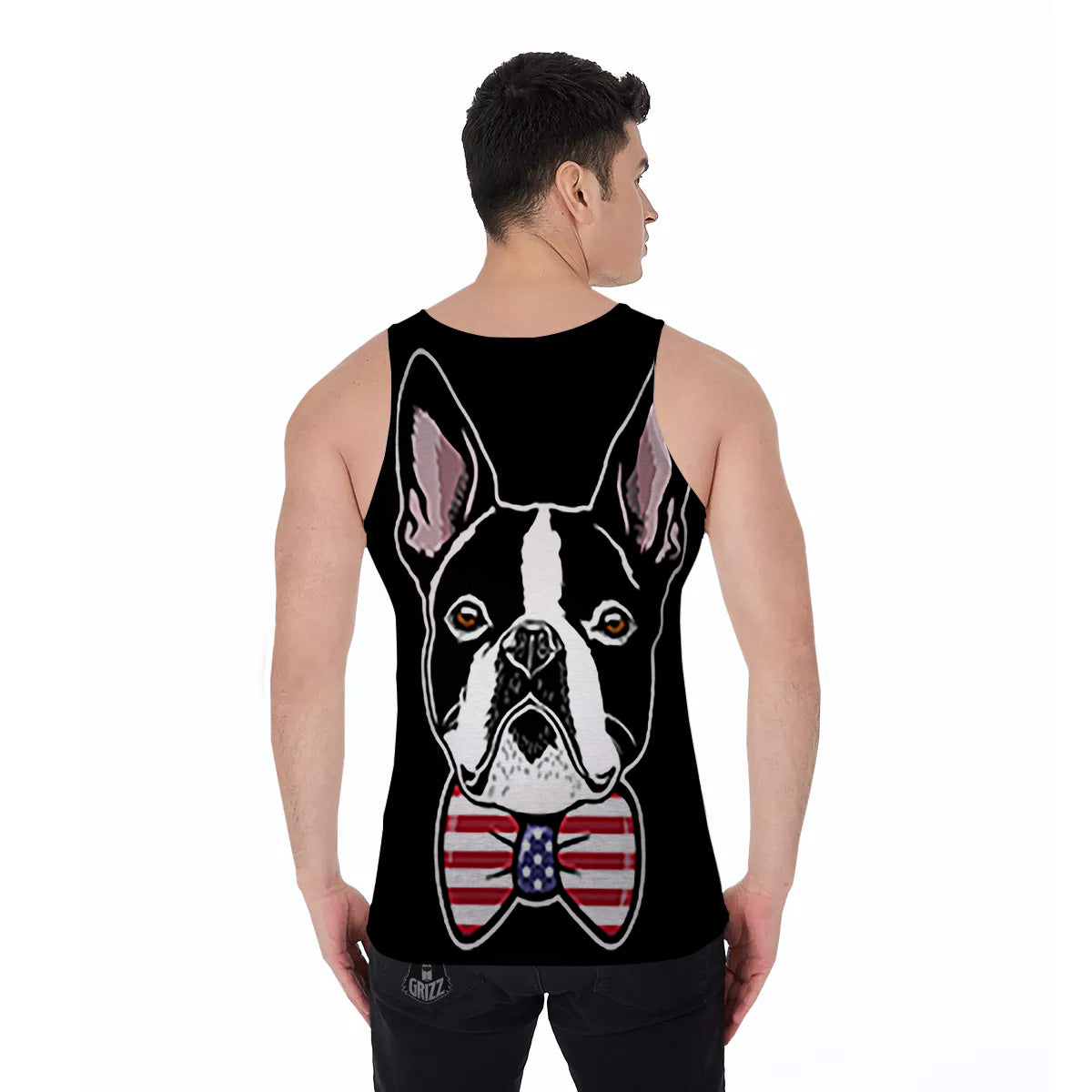 Puppy Faces Boston Terrier Print Men's Tank Top-grizzshop