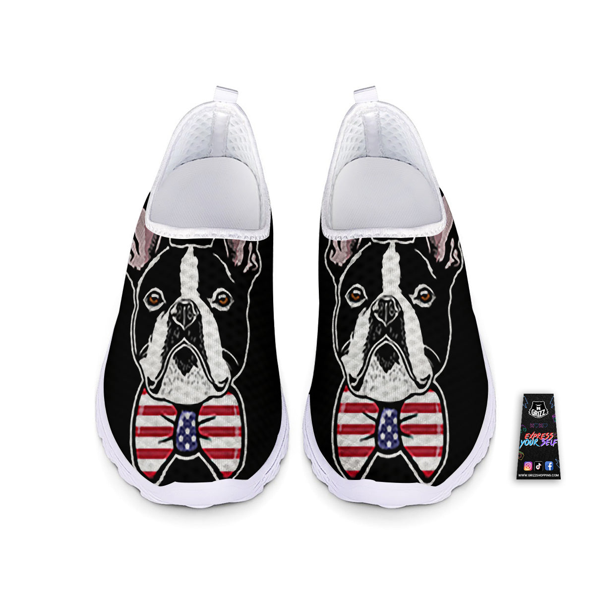 Puppy Faces Boston Terrier Print Nurse Shoes-grizzshop