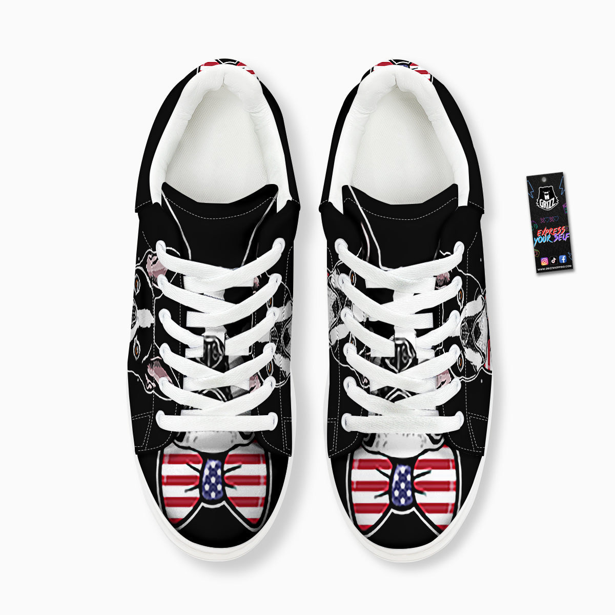 Puppy Faces Boston Terrier Print Platform Shoes-grizzshop