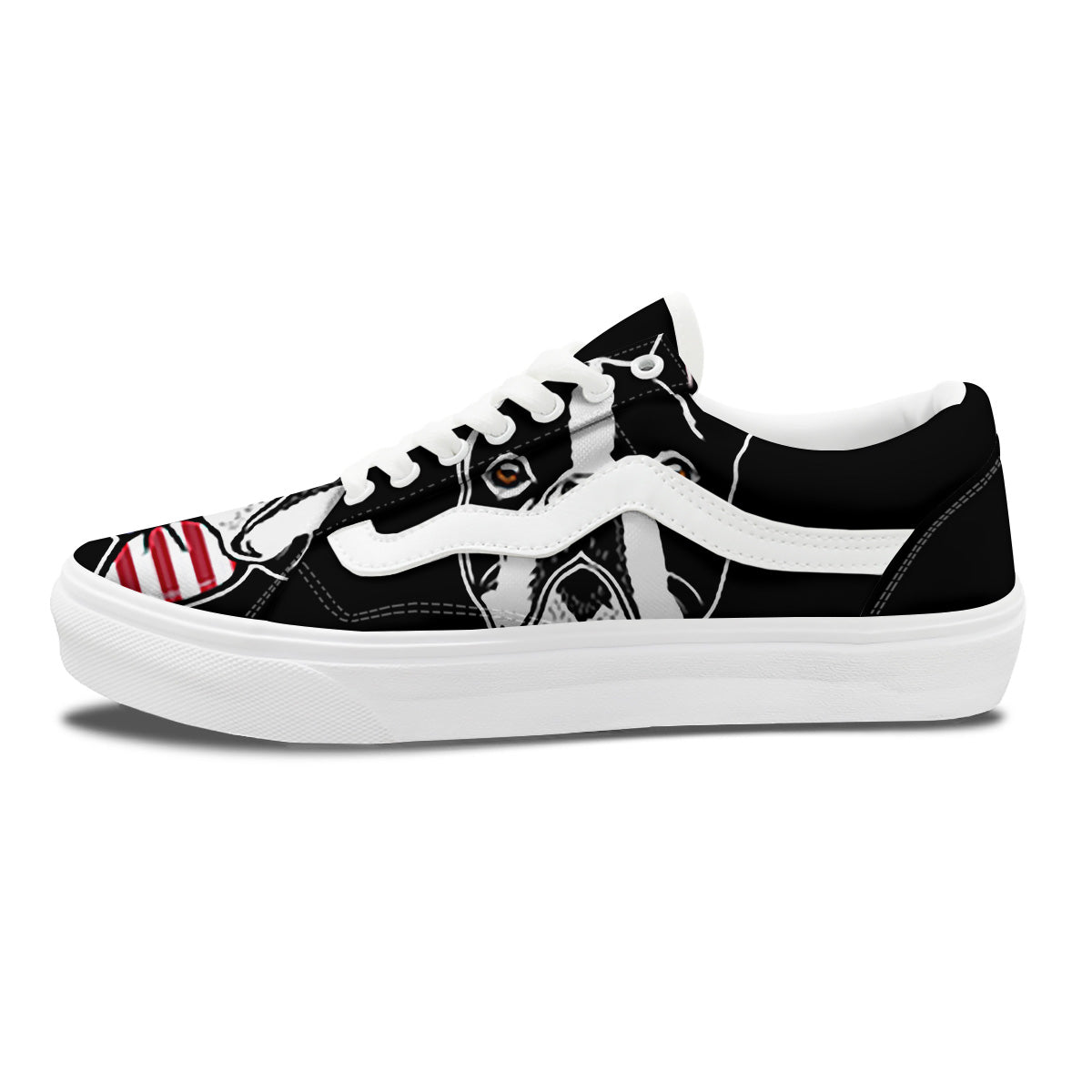 Puppy Faces Boston Terrier Print Skate Shoes-grizzshop