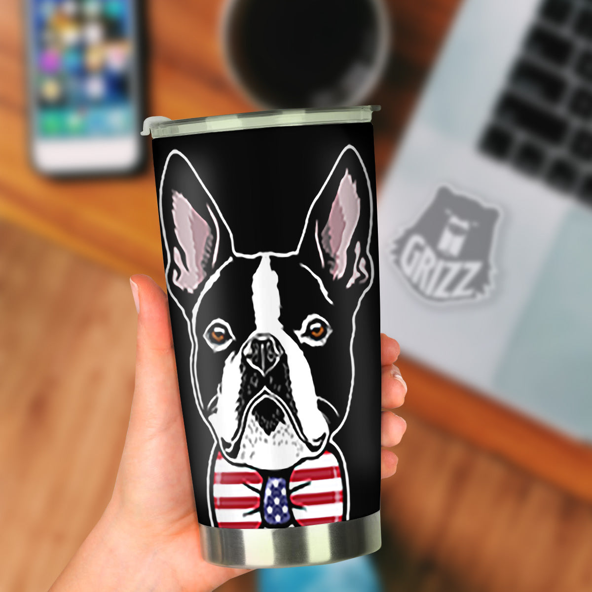 Puppy Faces Boston Terrier Print Tumbler-grizzshop